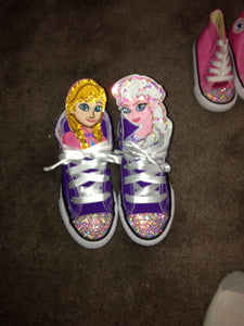 Girls Custom Bling Toe Character Converse