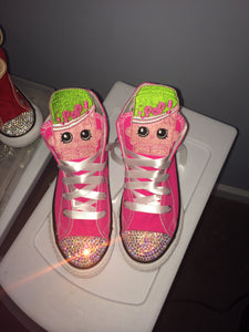 Girls Custom Bling Toe Character Converse