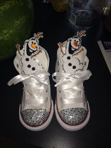 Girls Custom Bling Toe Character Converse