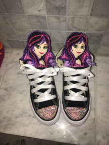 Girls Custom Bling Toe Character Converse