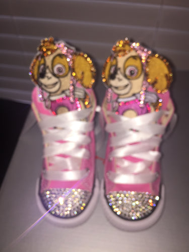 Girls Custom Bling Toe Character Converse