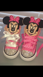 Girls Custom Bling Toe Character Converse