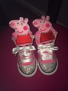 Girls Custom Bling Toe Character Converse